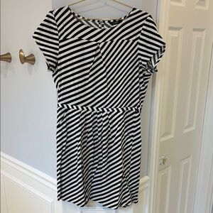 J. Crew Black and White Ruched Mini Dress